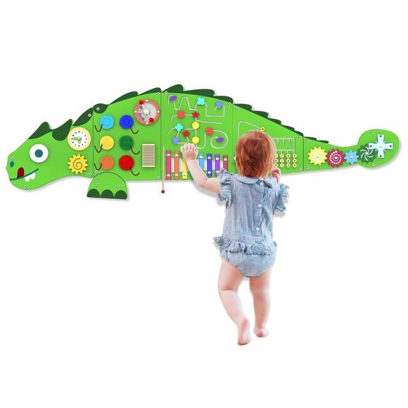 NEW Dinosaur Montessori Activity Wall Busy Board Panels Montessori Green lizard - Picture 1 of 5